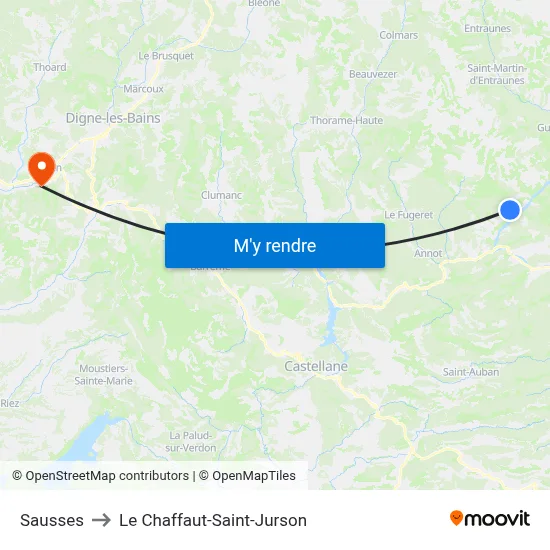 Sausses to Le Chaffaut-Saint-Jurson map