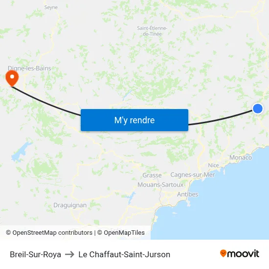 Breil-Sur-Roya to Le Chaffaut-Saint-Jurson map