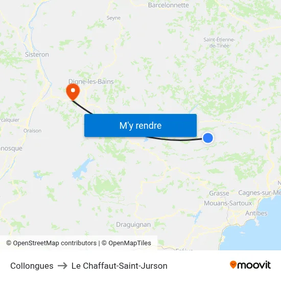 Collongues to Le Chaffaut-Saint-Jurson map