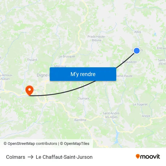 Colmars to Le Chaffaut-Saint-Jurson map