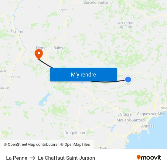 La Penne to Le Chaffaut-Saint-Jurson map