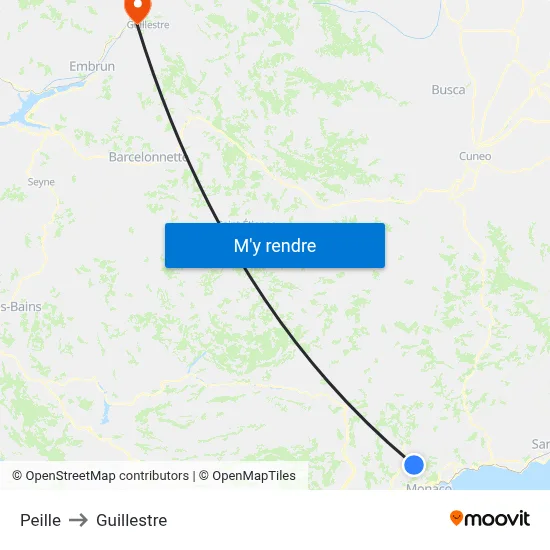 Peille to Guillestre map