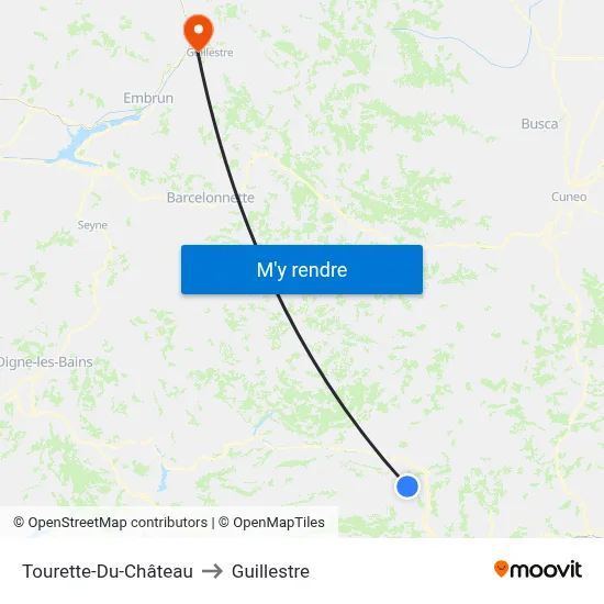 Tourette-Du-Château to Guillestre map