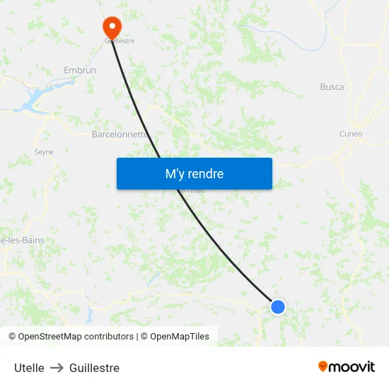 Utelle to Guillestre map