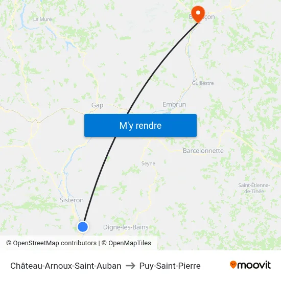 Château-Arnoux-Saint-Auban to Puy-Saint-Pierre map