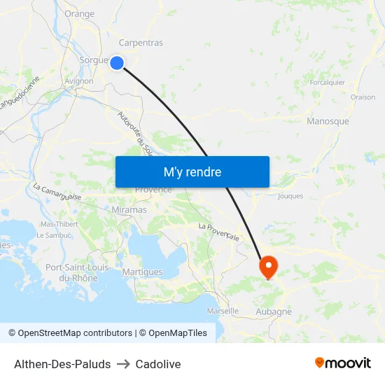 Althen-Des-Paluds to Cadolive map