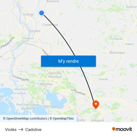 Violès to Cadolive map