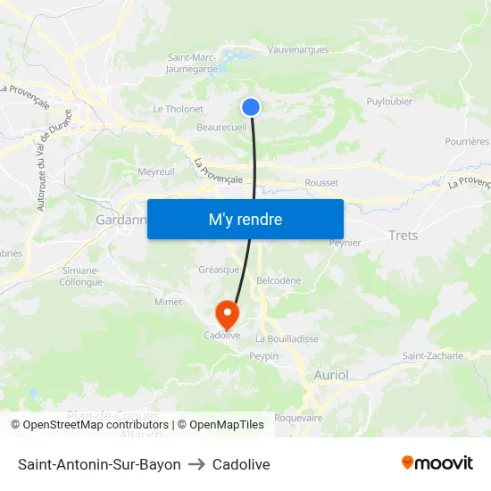 Saint-Antonin-Sur-Bayon to Cadolive map