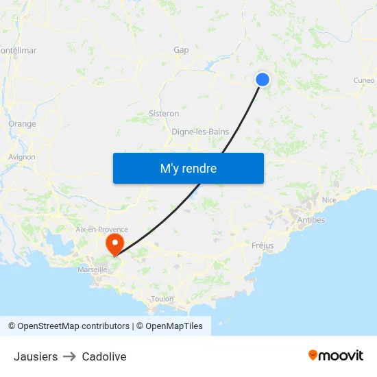 Jausiers to Cadolive map