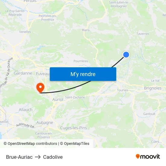 Brue-Auriac to Cadolive map
