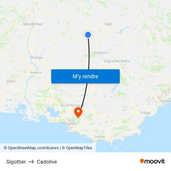 Sigottier to Cadolive map
