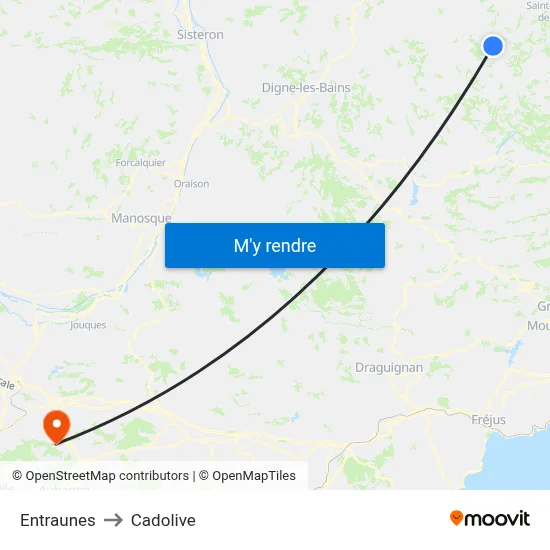 Entraunes to Cadolive map