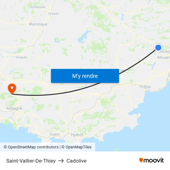 Saint-Vallier-De-Thiey to Cadolive map