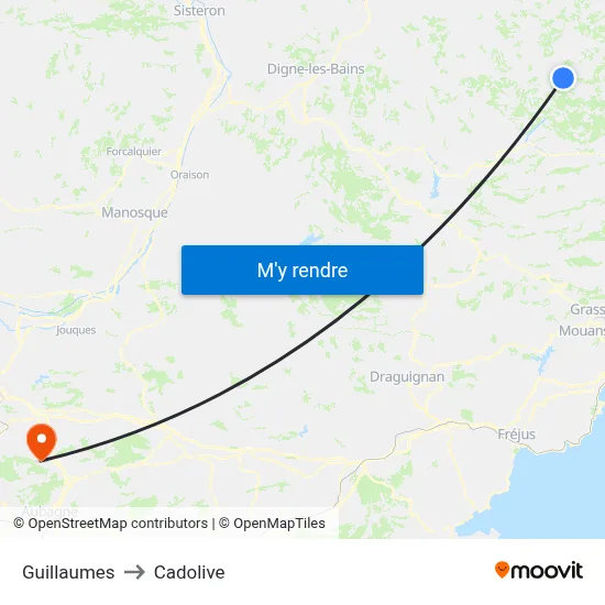 Guillaumes to Cadolive map