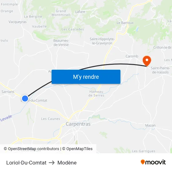 Loriol-Du-Comtat to Modène map