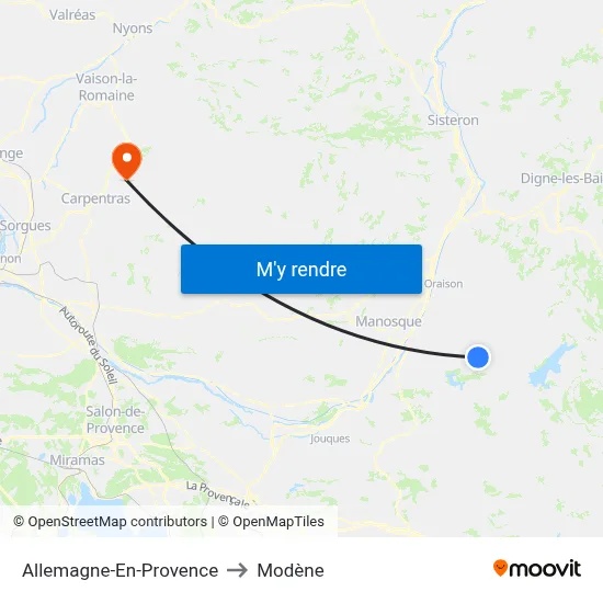 Allemagne-En-Provence to Modène map