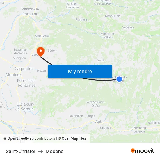 Saint-Christol to Modène map