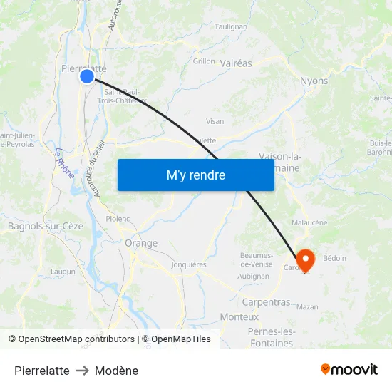 Pierrelatte to Modène map