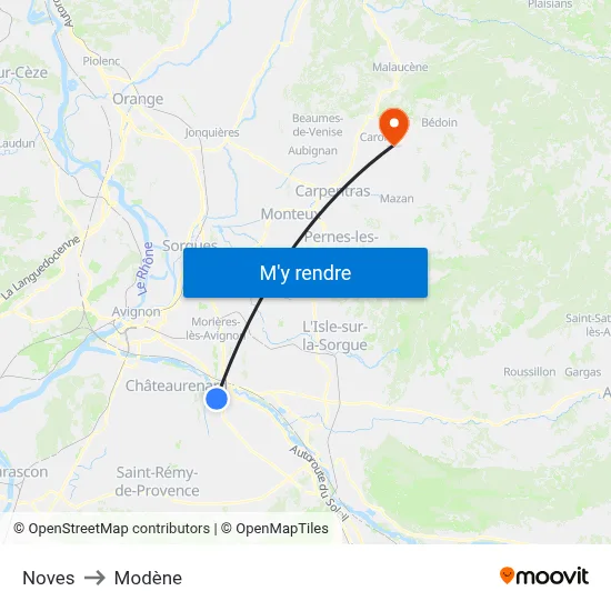 Noves to Modène map