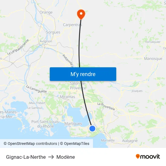 Gignac-La-Nerthe to Modène map