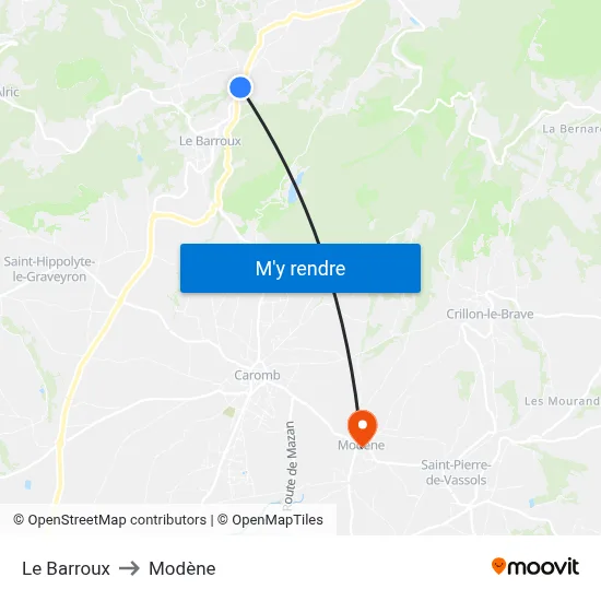 Le Barroux to Modène map