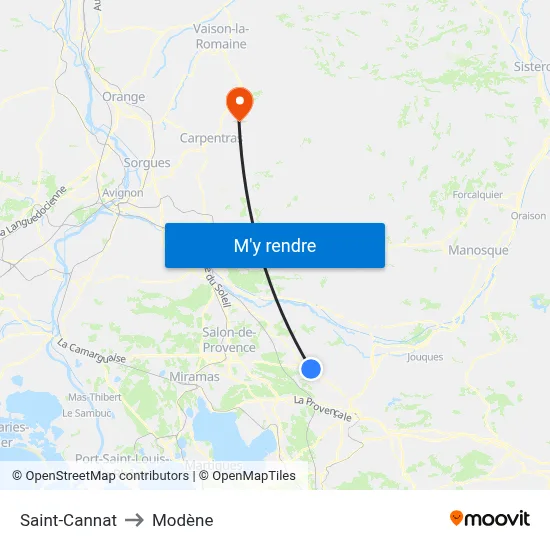 Saint-Cannat to Modène map