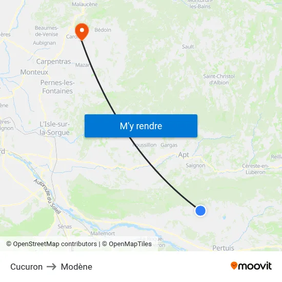 Cucuron to Modène map
