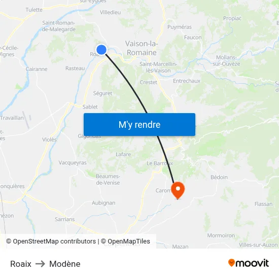 Roaix to Modène map