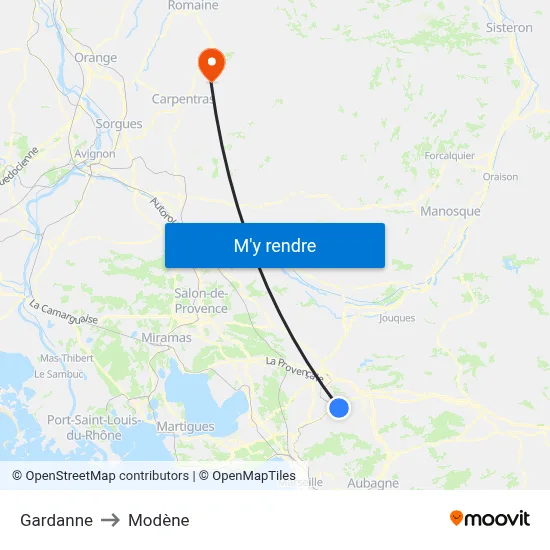 Gardanne to Modène map