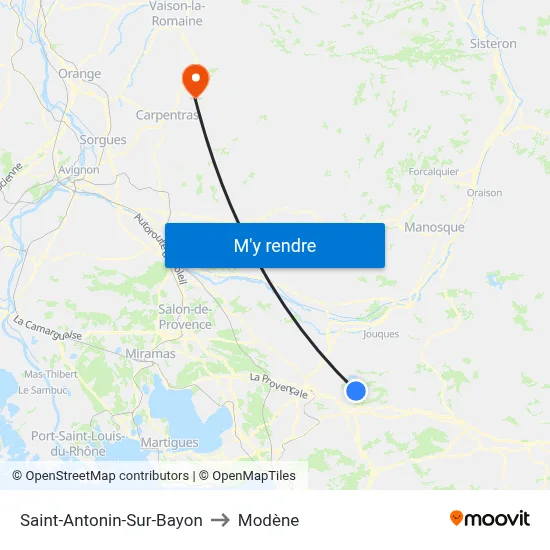 Saint-Antonin-Sur-Bayon to Modène map