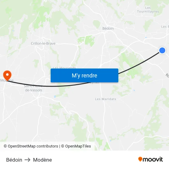 Bédoin to Modène map