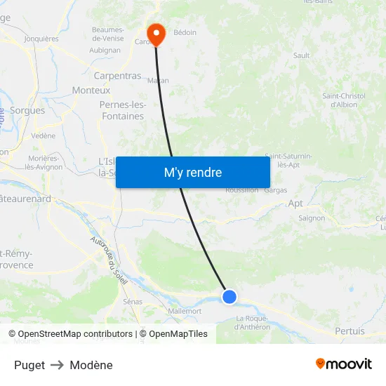 Puget to Modène map