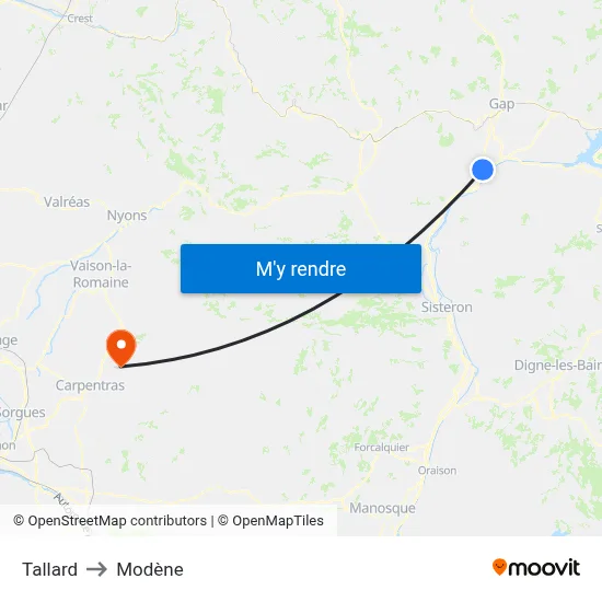 Tallard to Modène map