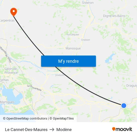 Le Cannet-Des-Maures to Modène map