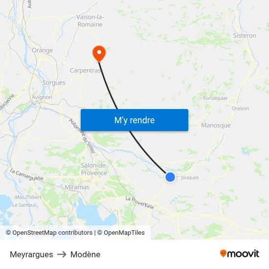Meyrargues to Modène map