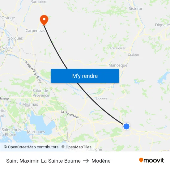 Saint-Maximin-La-Sainte-Baume to Modène map