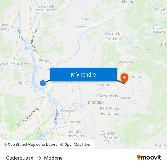 Caderousse to Modène map