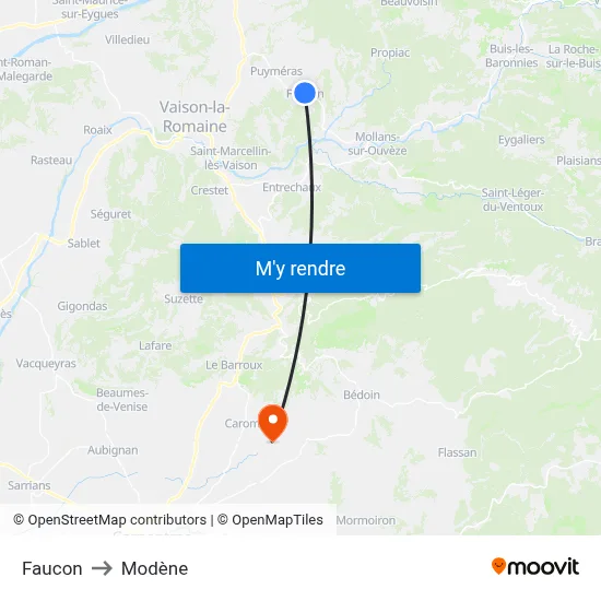 Faucon to Modène map