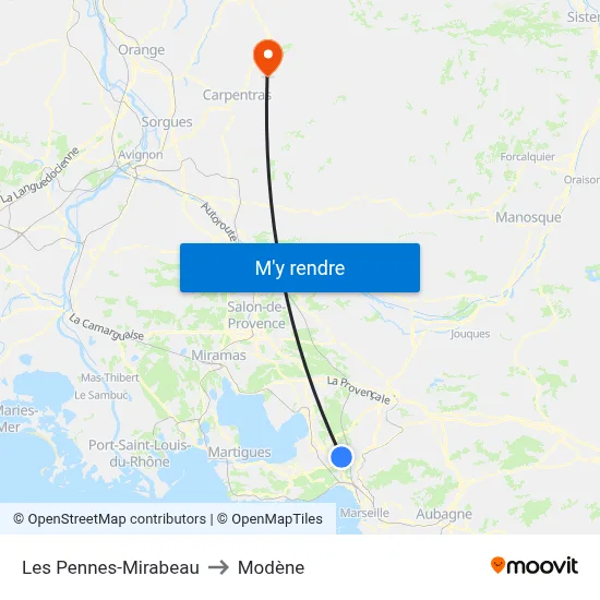 Les Pennes-Mirabeau to Modène map