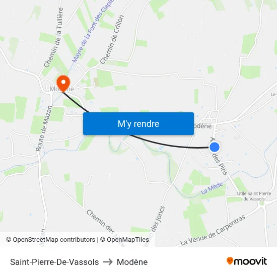Saint-Pierre-De-Vassols to Modène map