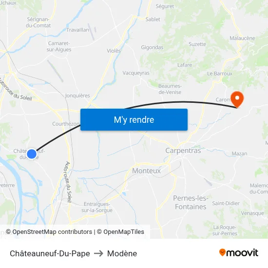 Châteauneuf-Du-Pape to Modène map