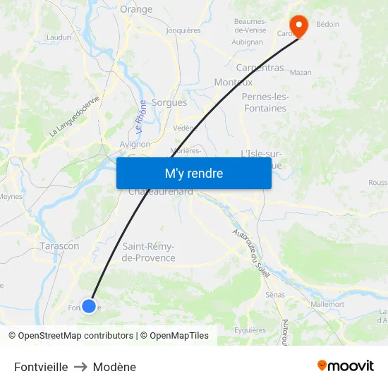 Fontvieille to Modène map