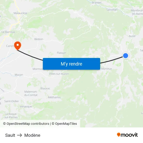 Sault to Modène map