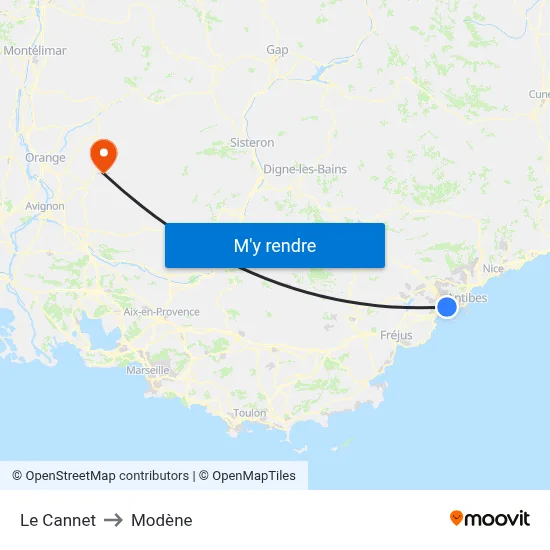 Le Cannet to Modène map