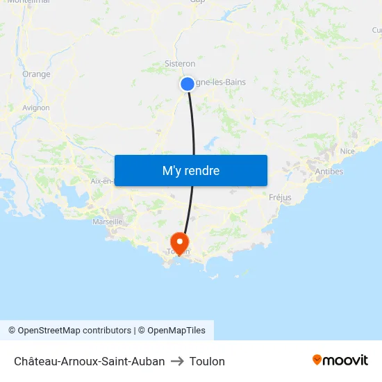 Château-Arnoux-Saint-Auban to Toulon map