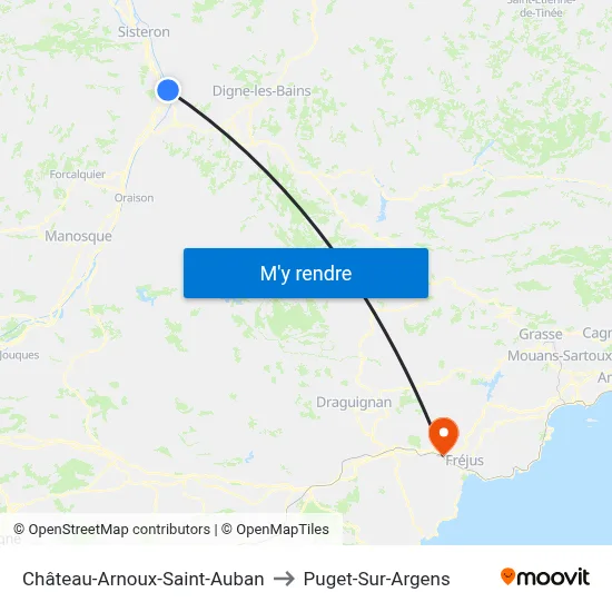 Château-Arnoux-Saint-Auban to Puget-Sur-Argens map