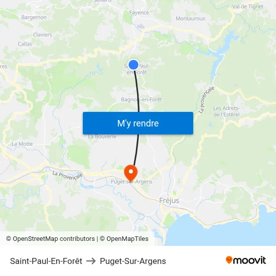 Saint-Paul-En-Forêt to Puget-Sur-Argens map