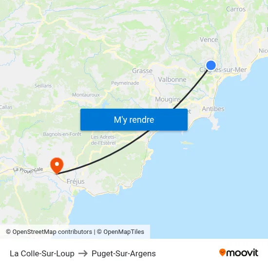 La Colle-Sur-Loup to Puget-Sur-Argens map
