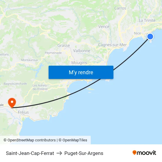 Saint-Jean-Cap-Ferrat to Puget-Sur-Argens map