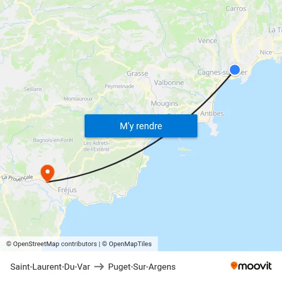 Saint-Laurent-Du-Var to Puget-Sur-Argens map